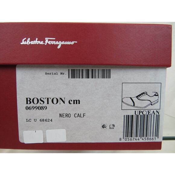 SALVATORE FERRAGAMO BOSTON BLACK BROGUE LEATHER GANCINI BIT OXFORDS 9 EE
